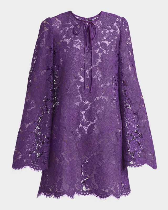 Lace Long-Sleeve Mini Dress